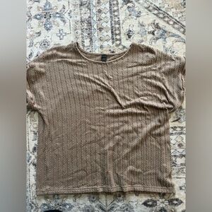 SHEIN Taupe Textured Short Sleeve Top